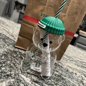 Starbucks Bearista Bear Cup with Green Lid and Straw